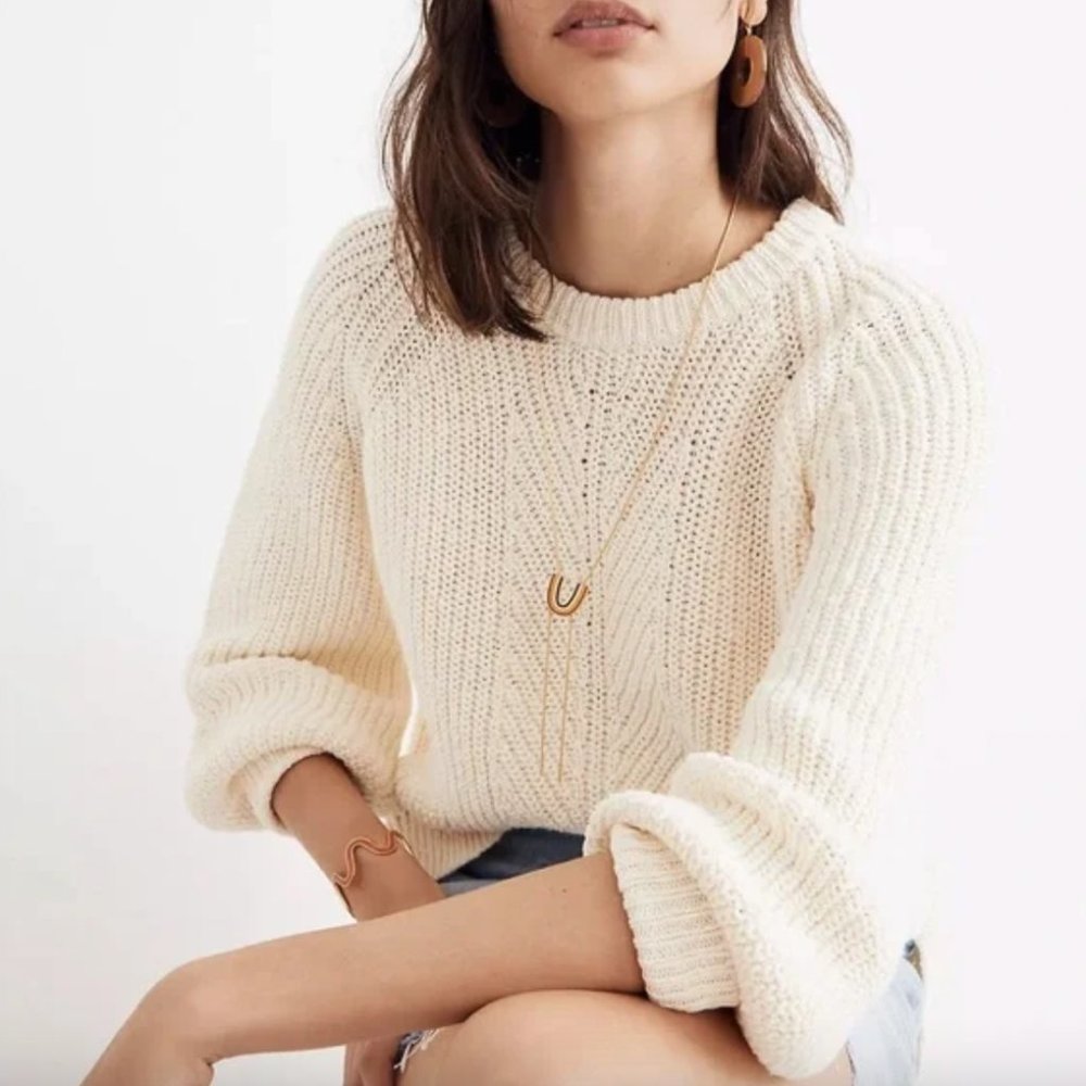 Madewell BLACK Balloon Sleeve Pullover Sweater xxs